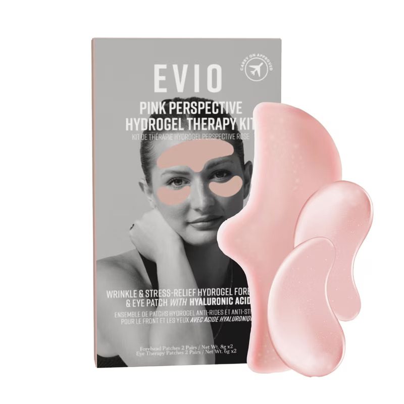 EVIO Pink Perspective Hydrogel Wrinkle & Stress-Relief Forehead & Eye Therapy Kit with Hyaluronic Acid